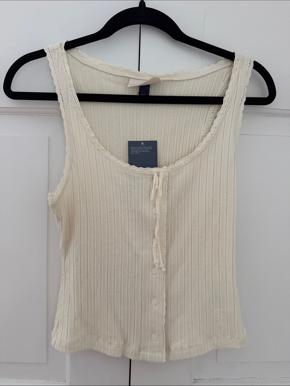 Women’s Cream Ribbed Button-Front Tank Top